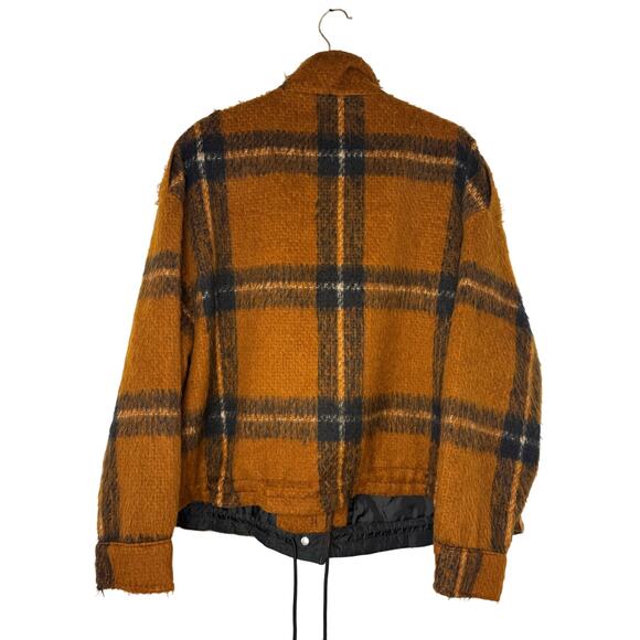 Nine West Plaid Cropped Shacket Jacket Women’s XL Brown Black Oversized - Picture 3 of 12
